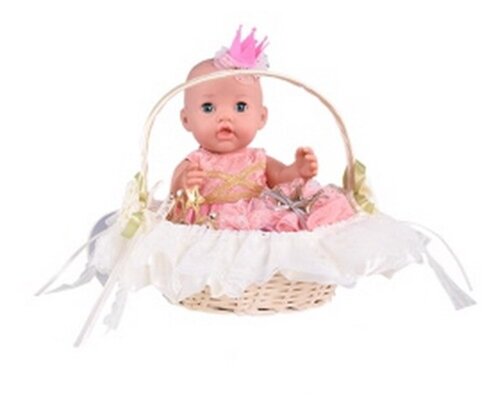 Интерактивный пупс Junfa toys в корзине, DH2206A розовый