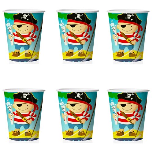 фото Ukid gift набор одноразовых стаканов "пираты", 180 мл, 6 шт