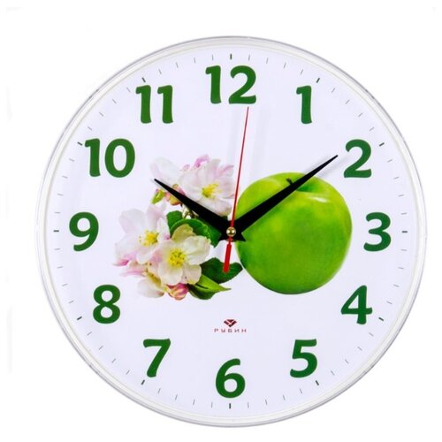 фото Часы настенные "зелёное яблоко", 25х25 см рубин