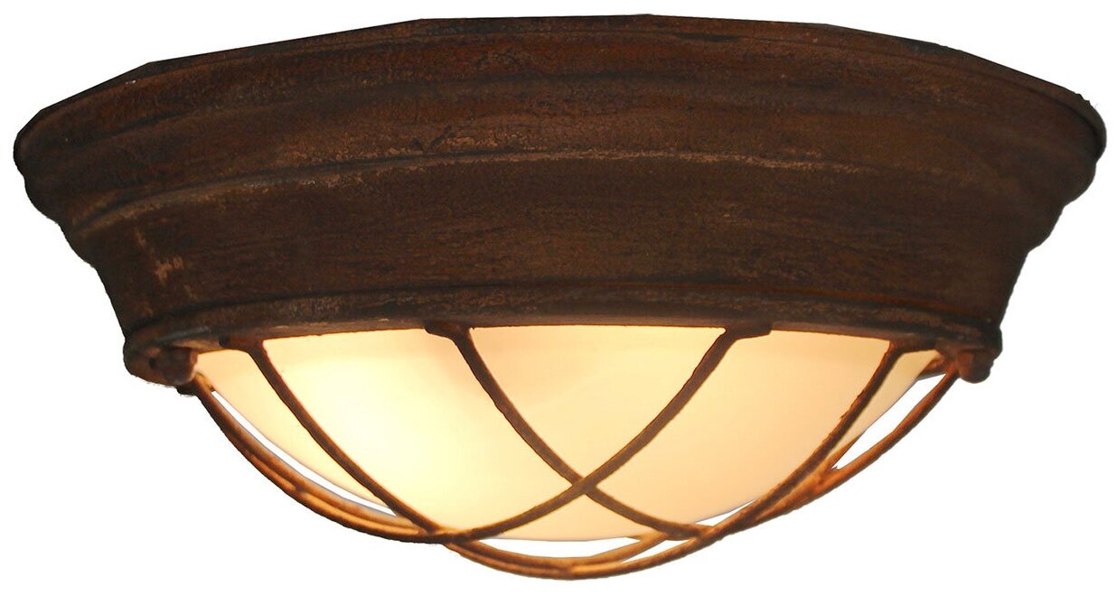 Настенно-потолочный светильник Lussole Huntsville GRLSP-8068, E27, 22 Вт, кол-во ламп: 2 шт., 4500 К, цвет арматуры: коричневый, цвет плафона: белый - фотография № 1