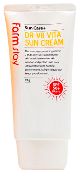 Крем для лица солнцезащитный с витаминным комплексом DR-V8 Vita spf 50+ pa+++ FarmStay 70г Myungin Cosmetics Co., Ltd - фото №1