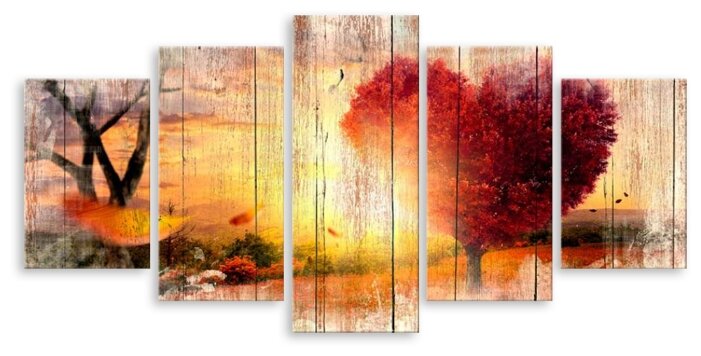 Модульная картина на холсте "Дерево любви" 150x75 см