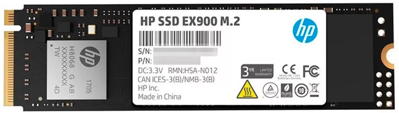 Накопитель SSD M.2 2280 HP EX900 250GB PCIe NVMe 3.0 x4 TLC 2100/1300MB/s IOPS 125K/110K MTBF 2M - фото №8