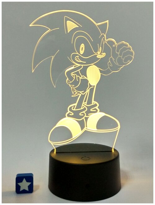 Настольный 3D ночник светильник еж Соник Sonic usb 7 цветов 22 см