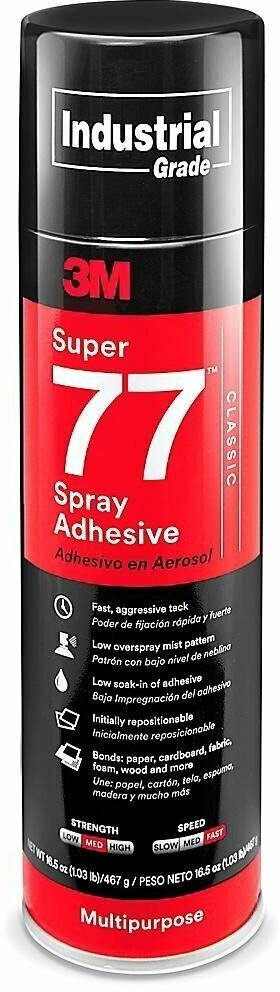 фото Клей спрей 3M Super 77 аэрозоль, белый, контактный, 475 гр.