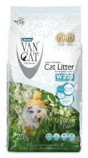 Van Cat Комкующийся наполнитель 100проц. Натуральный, без пыли, пакет (Natural), 20 кг