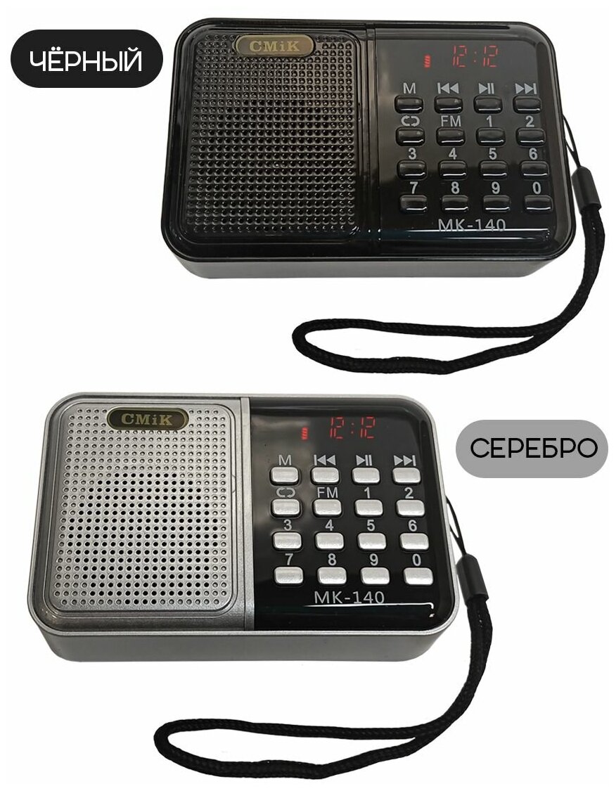 Радиоприемник цифровой CMIK MK-140 FM/USB/MP3, серебристый