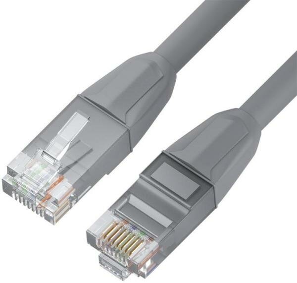 GCR Патч-корд прямой 1.5m LSZH UTP кат.6, серый, 24 AWG, литой без фиксатора, ethernet high speed, RJ45, T568B, GCR-52749