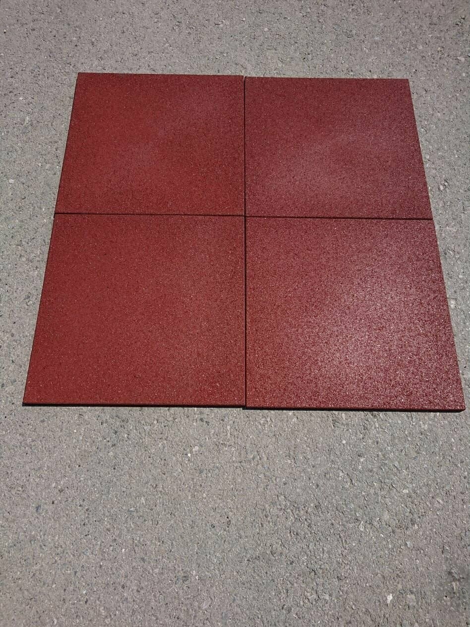 Резиновая плитка Ecostep 500х500 мм , толщина 16 мм цвет коричнево-красный - фотография № 1