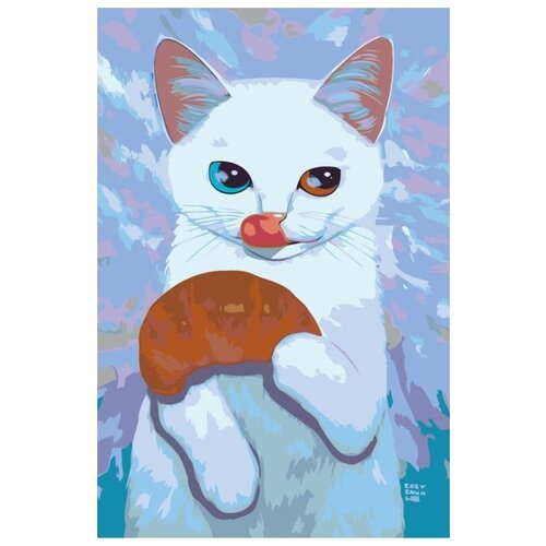 Картина по номерам Кот с круассаном, 40x60 см