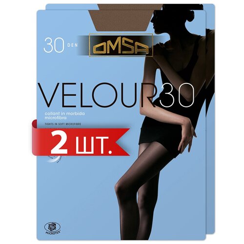 Колготки  Omsa Velour, 30 den, 2 шт., бесцветный