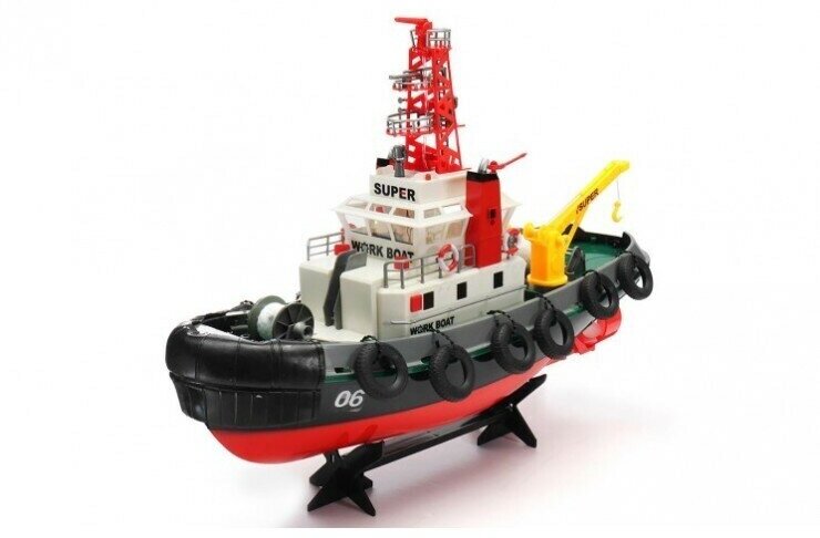 Радиоуправляемая модель Heng Long "Seaport Work Boat", световые эффекты, дальность управления 80 м