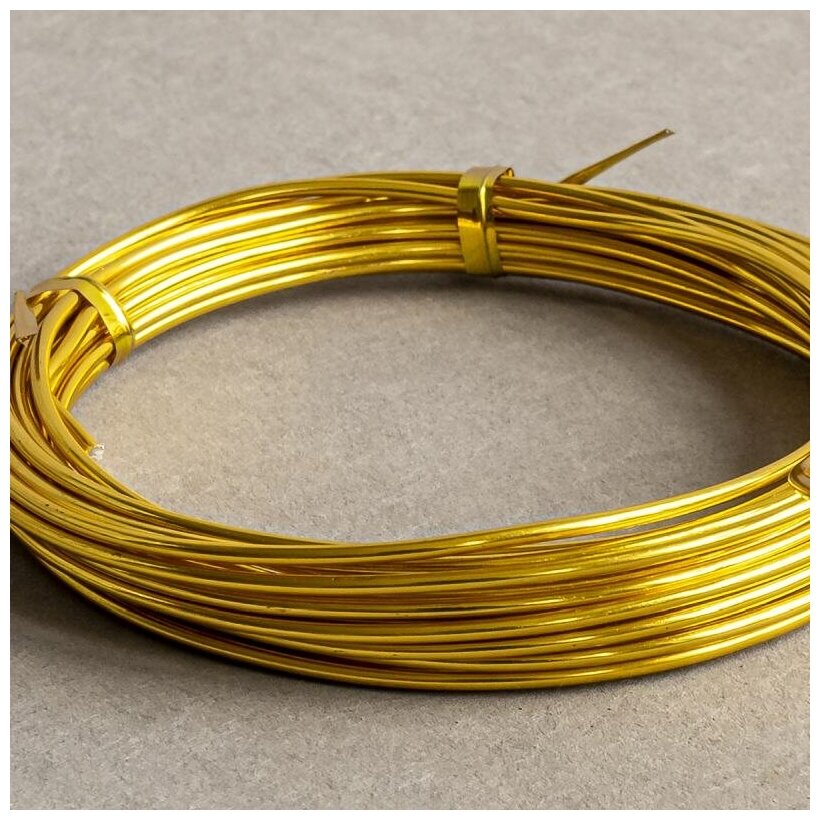 Проволока алюминиевая (2 мотка по 5 м) для рукоделия / плетения/ бисера, толщина 2 мм, цвет золото