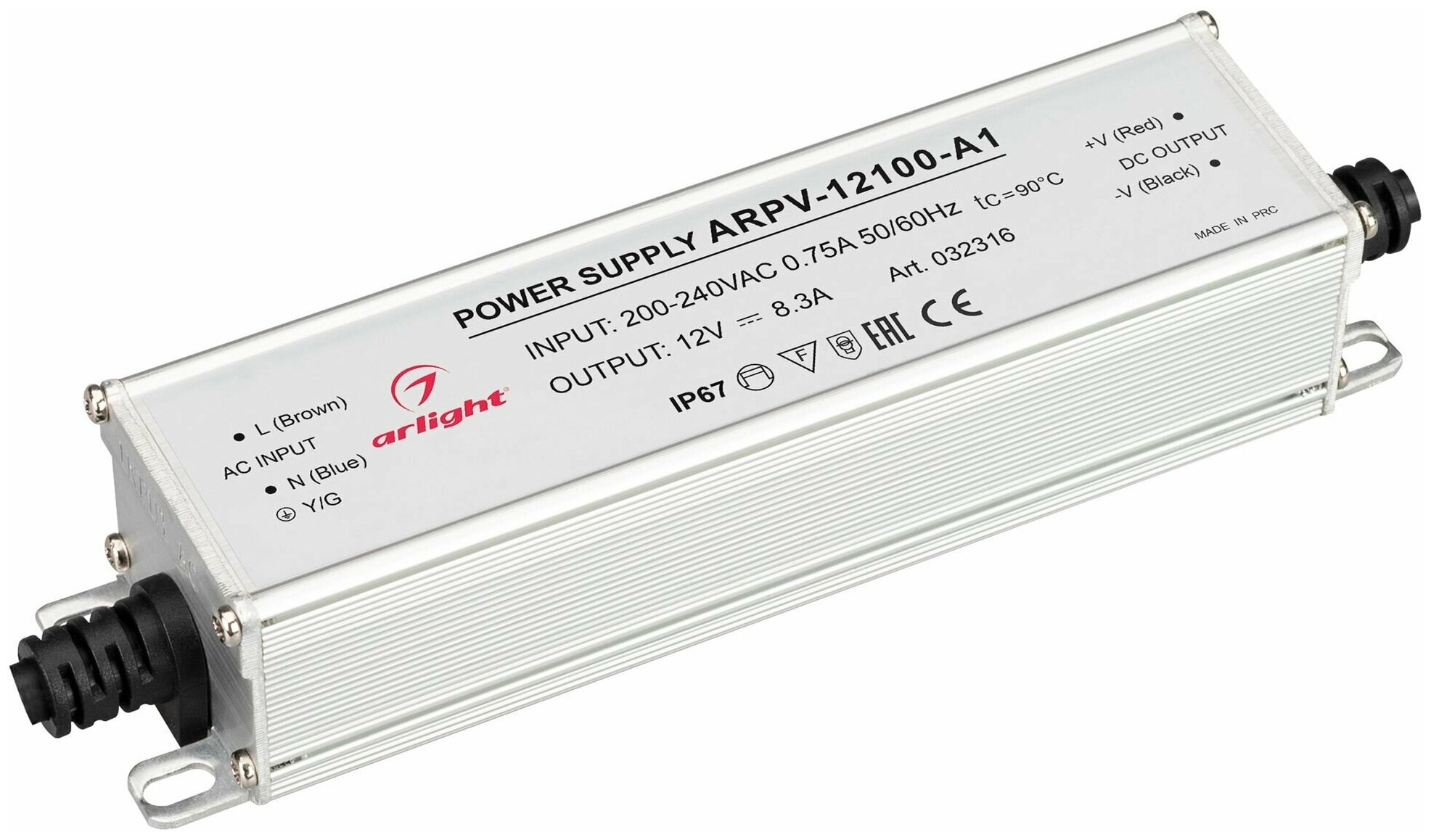 Блок питания ARPV-12100-A1 (12V, 8.3A, 100W) (Arlight, IP67 Металл, 3 года)