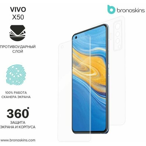 Защитная пленка для экрана и корпуса Vivo X50 (Глянцевая, Защита экрана CaseFriendly)