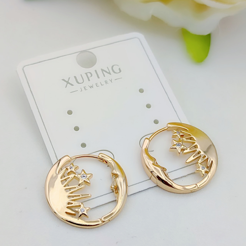 Серьги XUPING JEWELRY, фианит, размер/диаметр 20 мм, золотой