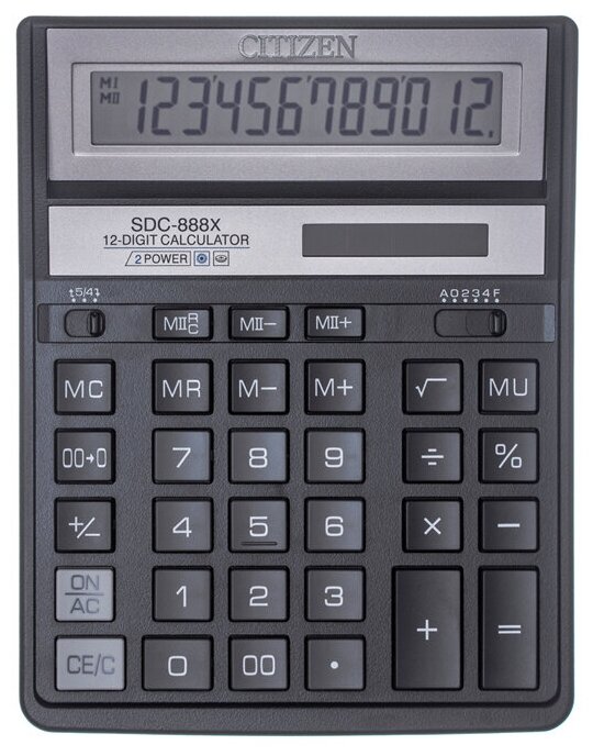 Калькулятор настольный Citizen SDC-888X (12-разрядный) черный (SDC-888XBK)