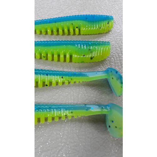 Силиконовая приманка мягкая Аваруна (Easy Shad) 100мм (5шт) Голубой зеленый (Summer day).