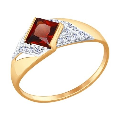 фото Sokolov кольцо из золота с гранатом и фианитами 714696, размер 17.5
