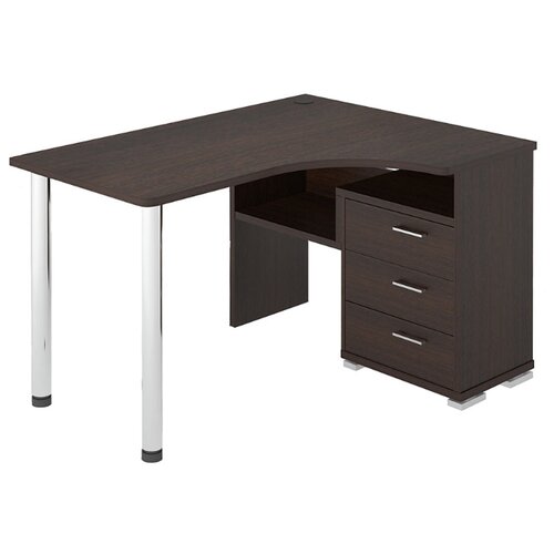 фото Компьютерный стол угловой мэрдэс домино ср-132с, шхг: 101х130 см, расположение тумбы: справа, цвет: венге