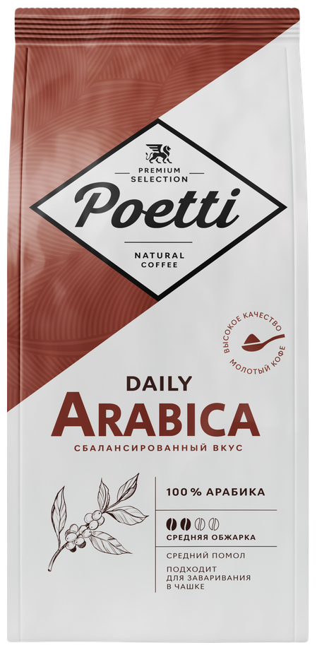 Кофе натуральный жареный молотый Poetti Daily Arabica 250 гр для чашки - фотография № 9