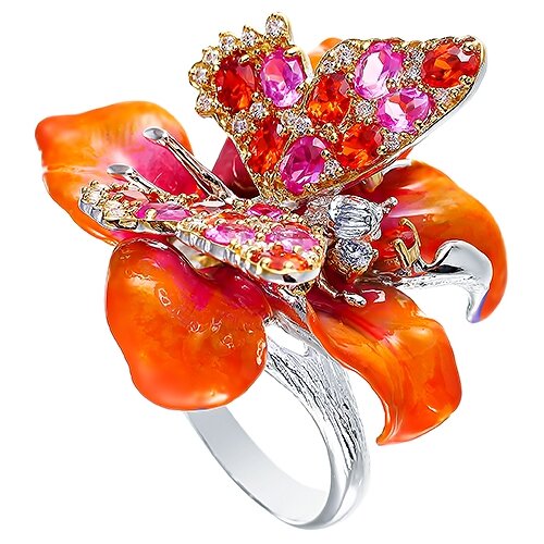 фото Кольцо из серебра 925 пробы с эмалью и кубическим цирконием 2rs0446401303_ko_enam_001_wg element47