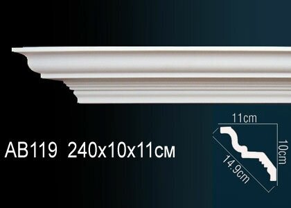 Карниз Perfect потолочный 110x100 мм плинтус полиуретановый под покраску AB 119-1 шт