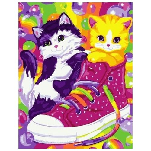 фото Картина по номерам paintboy "котята и кеды", 30x40 см