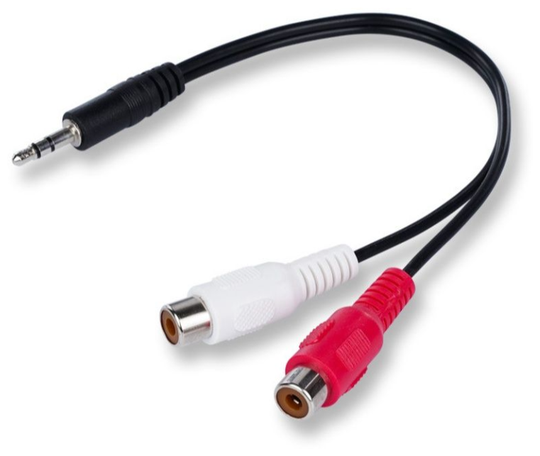Аудио кабель 2xRCA (f) - miniJack (m) 3,5mm