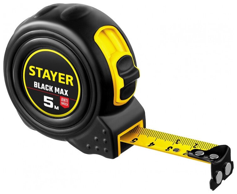 Stayer Рулетка с двумя фиксаторами STAYER BlackMax 5м х 19мм 3410-05