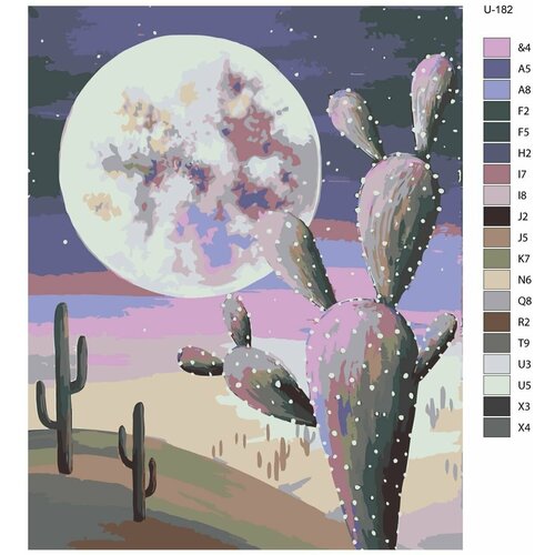 Картина по номерам U-182 Луна над пустыней. Дикий запад 80x100 см
