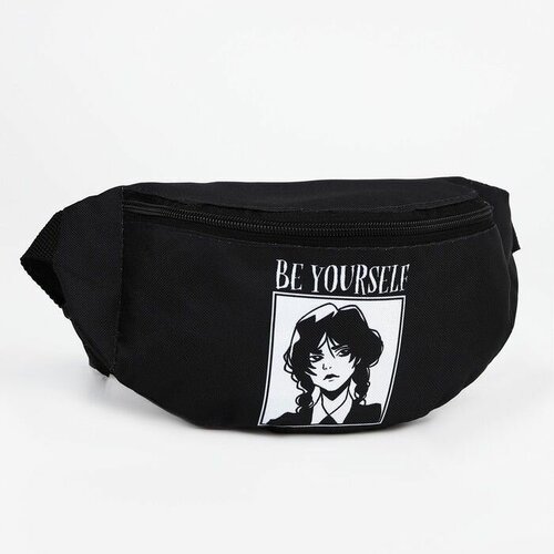 фото Сумка поясная nazamok, фактура гладкая, белый, черный