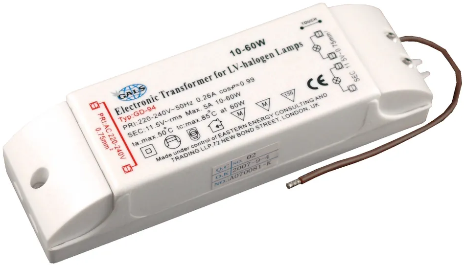 фото Трансформатор с диммером, в пластиковом корпусе, для галогенных ламп , 12В, 60Вт, IP20