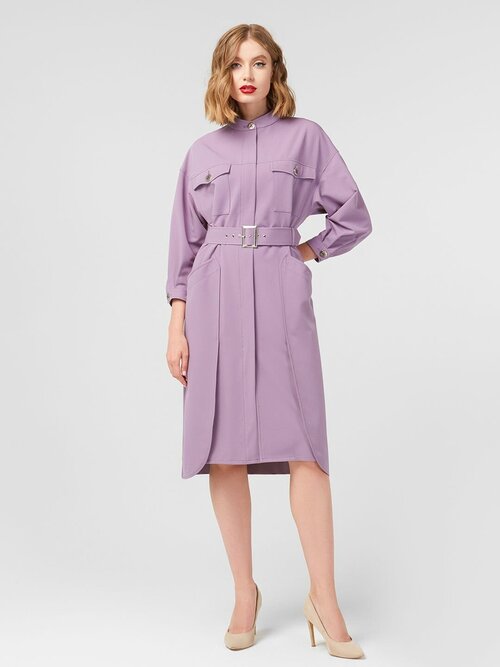 Платье Lo, повседневное, полуприлегающее, миди, карманы, размер 46, фиолетовый