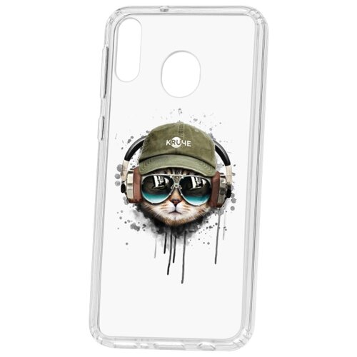 фото Чехол на samsung galaxy m20 kruche print кот в наушниках