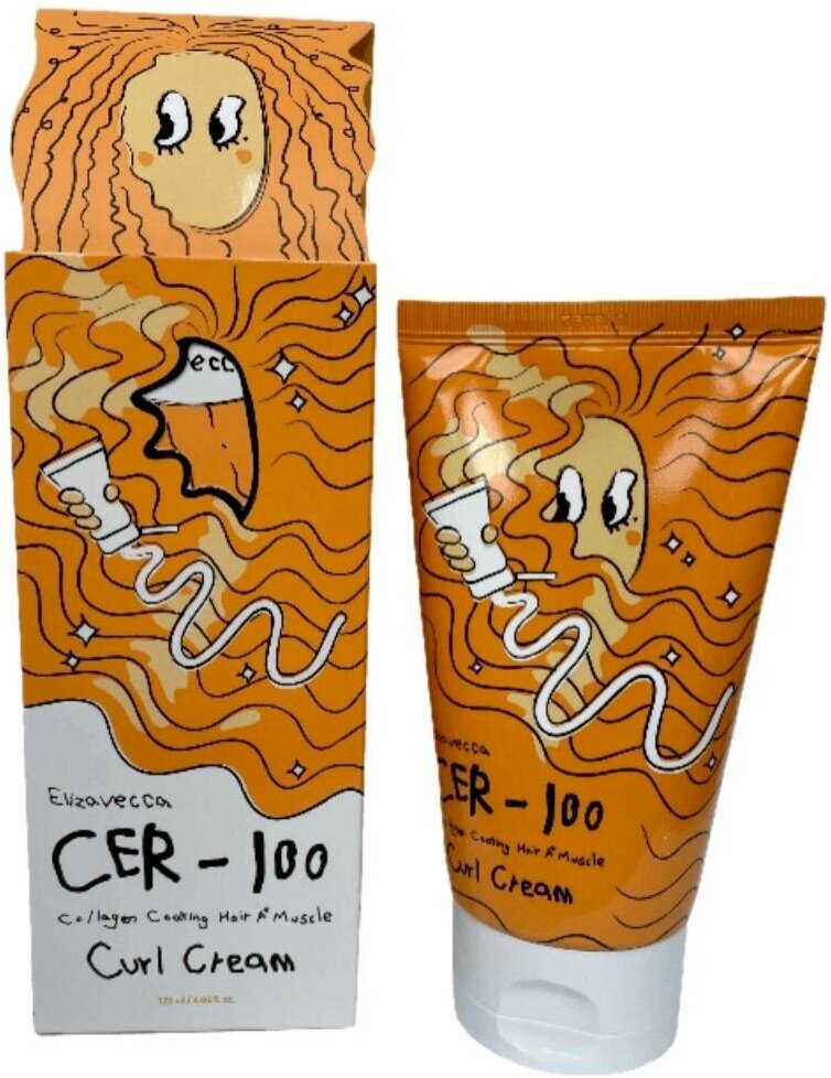 Бальзам-крем для волос Elizavecca не смываемый для вьющихся волос с коллагеном CER-100 Collagen Coating Hair A+ Muscle Curl Cream, 120 мл