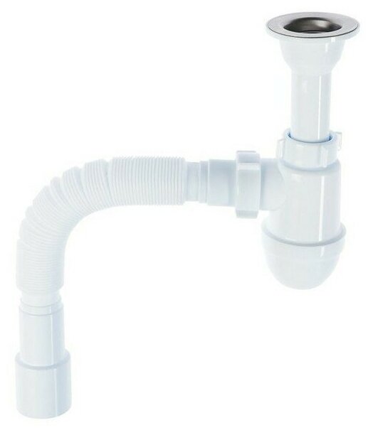 Сифон для мойки C0515 1 1/2" 40мм с литым выпуском и гибкой трубой 40х40/50мм