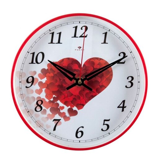 фото Часы настенные "любовь" круг d=19,5см, корпус красный, 2019-100 рубин