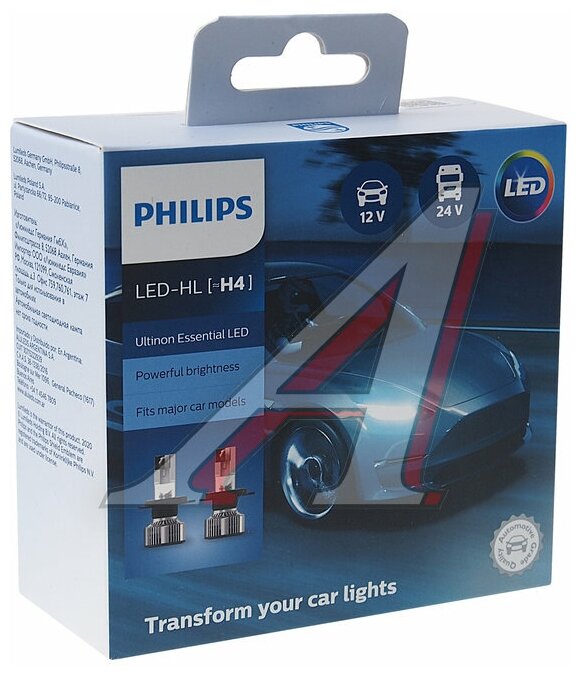 Лампа светодиодная LED H4 12В 24В 6500К X2 Philips 11342UE2X2 - фотография № 9