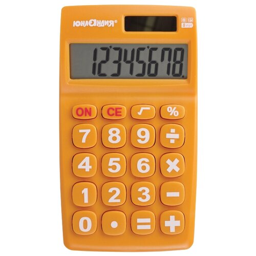 Калькулятор Юнландия карманный (135*77 мм) 8 разрядов двойное питание оранжевый блистер
