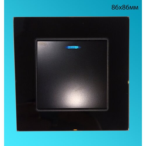 Выключатель / переключатель UBARO с подсветкой клавиш и черной рамкой из закаленного стекла