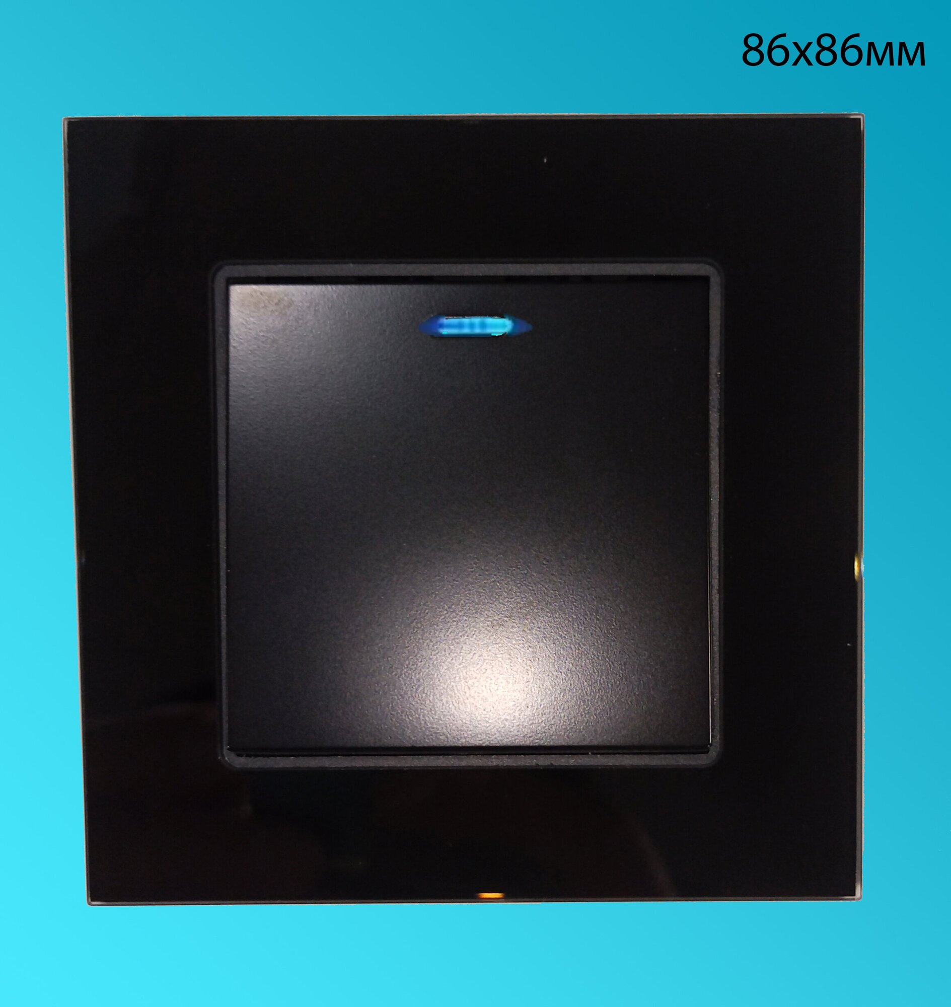 фото Выключатель / переключатель UBARO с подсветкой клавиш и черной рамкой из закаленного стекла