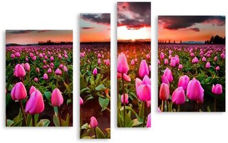 Модульная картина на холсте "Поле тюльпанов" 90x62 см