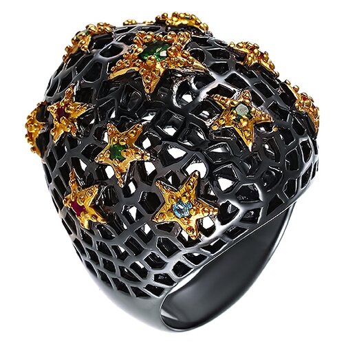 фото Element47 кольцо из серебра 925 пробы с топазами, сапфирами, цаворитами и рубинами r239-lg_ko_os_ru_ys_bt_tv_001_bj, размер 18