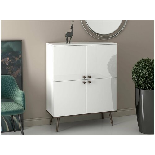 Комод Art Design-4 Квадро-М Орех тёмный Белый глянец 100х40х126 см 25496₽