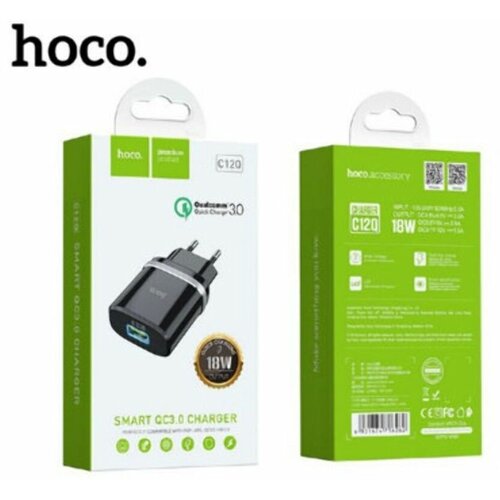СЗУ-USB HOCO C12Q Black 3А QC сетевое зарядное устройство hoco c12q qc3 0 3a белый