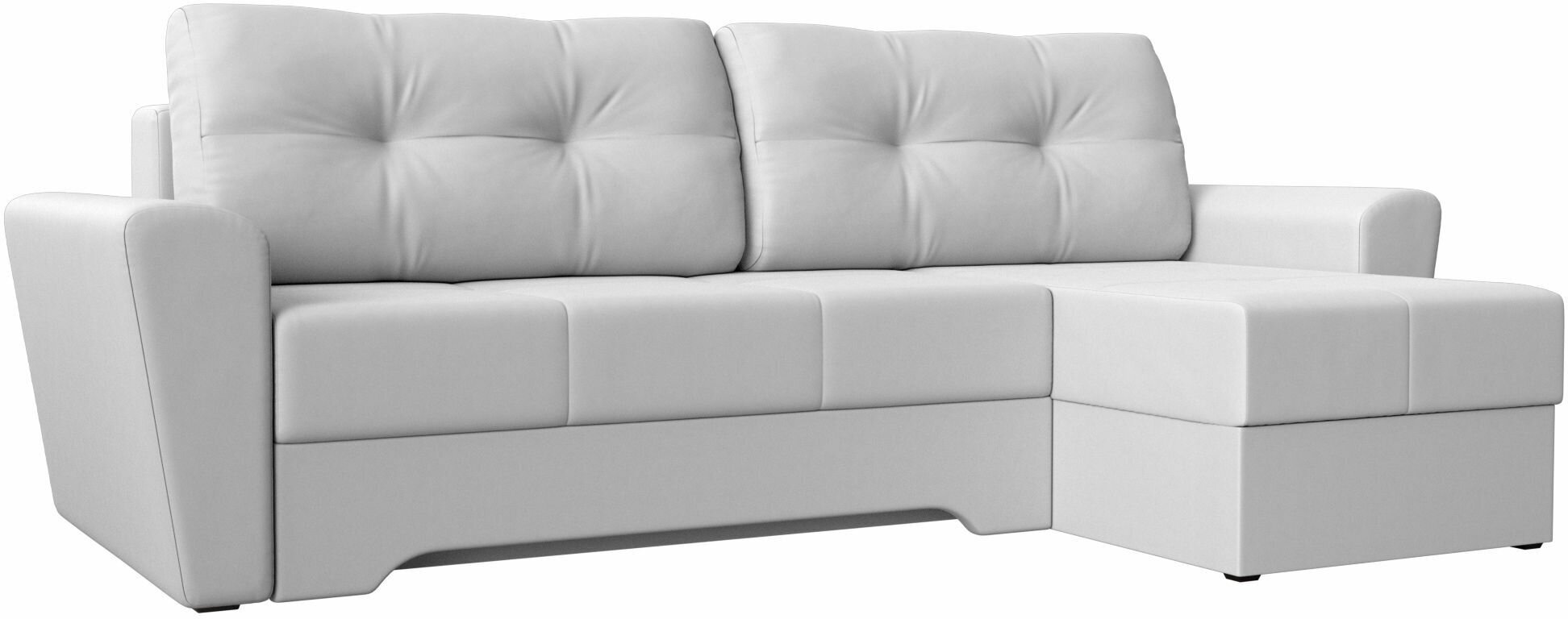 фото Угловой диван Лига Диванов Амстердам правый угол Белый (экокожа)