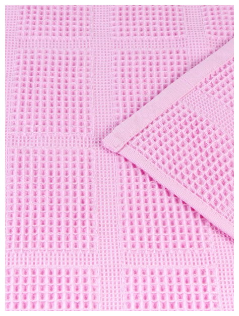 Полотенце вафельное банное 135х65 см, цвет розовый (100% хлопок) - фотография № 4