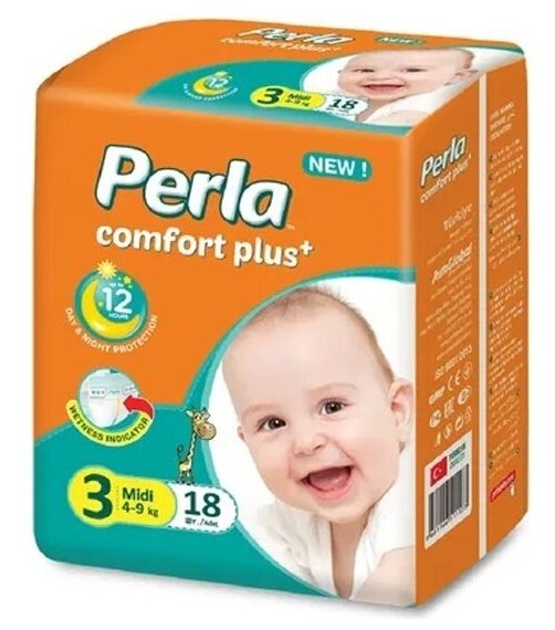 Подгузники Perla CP ECO BABY MIDI 18 шт 4-9 кг