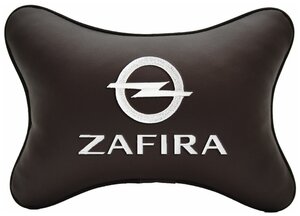 Подушка на подголовник экокожа Coffee с логотипом автомобиля OPEL ZAFIRA